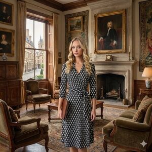 Donna Morgan Black and White Patterned Dress